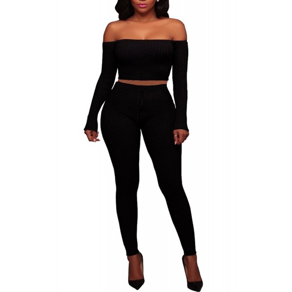 Womens Knitted Shoulder Jumpsuits Black S