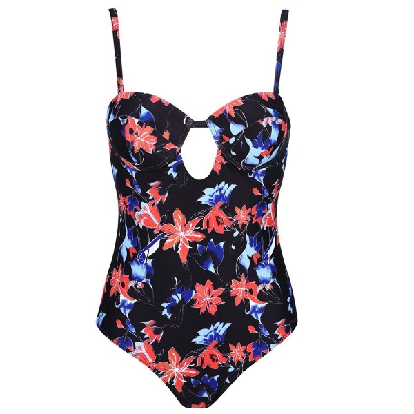 DD&MM Leaf Print One Piece Swimsuit- Underwire Maple Cut Out Bathing ...