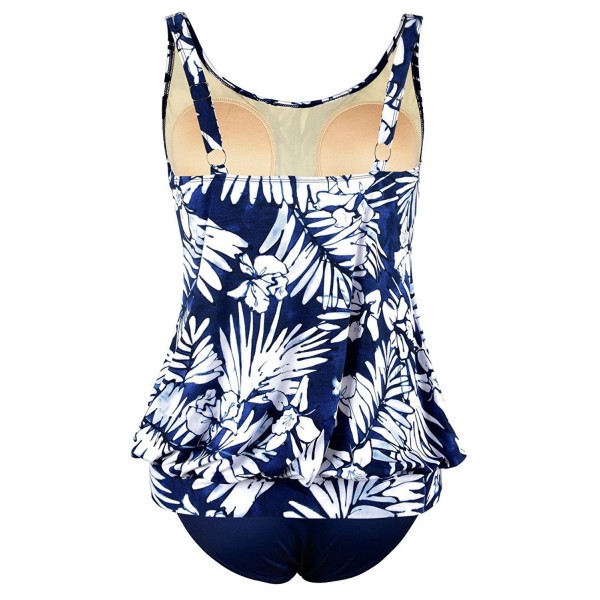 Women's Swimwear Blouson Tankini Set Modest Tank Bathing Suits - Blue ...