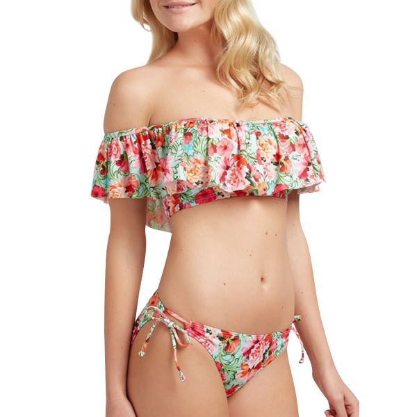 Bikinx Womens Shoulder Floral Swimsuits