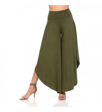 Jjj Women's Solid Long Pants Flowy Wide Leg Palazzo Pants Fold Over ...
