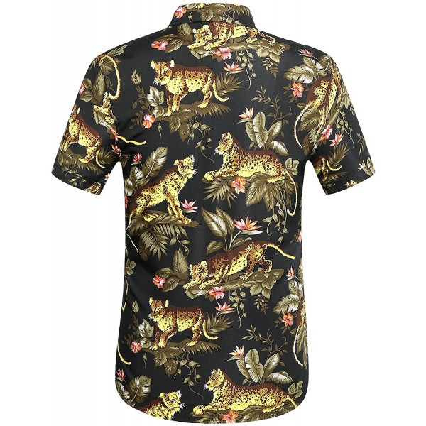Men's Tiger Prints Button Down Casual Aloha Short Sleeve Hawaiian Shirt ...