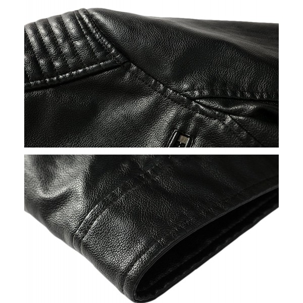 Men's Vintage Stand Collar PU Leather Jacket - 1301 Black - C51864G4E8E