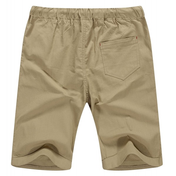 Men's Linen Casual Classic Fit Short Summer Beach Shorts - 01 Khaki ...