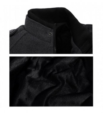 Men's Fashion Pea Coat Wool Blend Military Jacket With Shoulder Straps ...