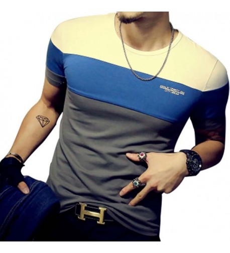 8sanlione Casual Short Sleeve Contrast T Shirt