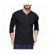 Henley T Shirts Sleeve Button Cotton