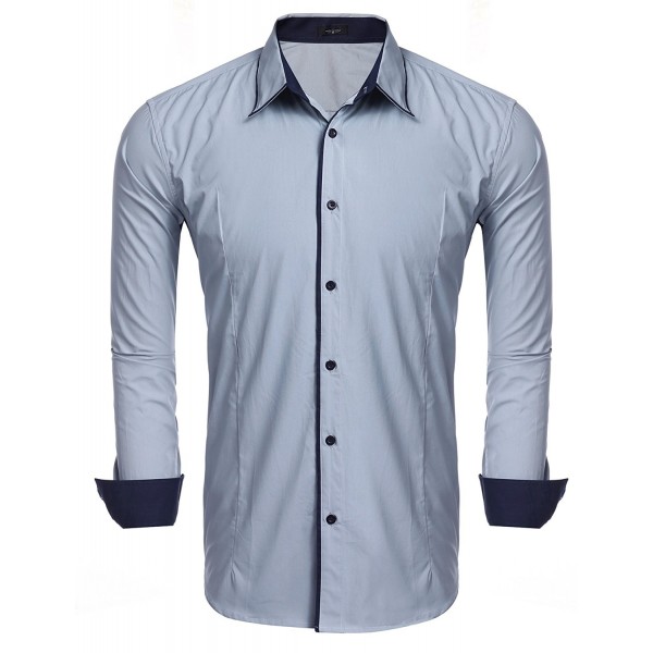 JINIDU Mens Shirts Long Sleeve Casual Slim Fit Button Down Business Dress Shirts