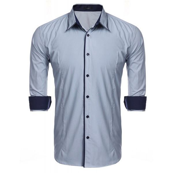 Men's Slim Fit Long Sleeve Oxford Shirt Business Casual Button Down ...
