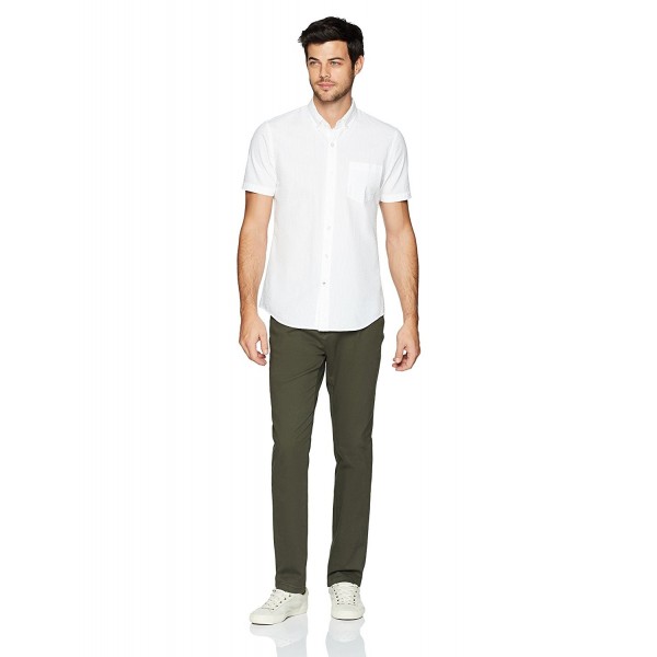 Men's Slim-Fit Short-Sleeve Seersucker Shirt - Solid White - CG18852DWZR