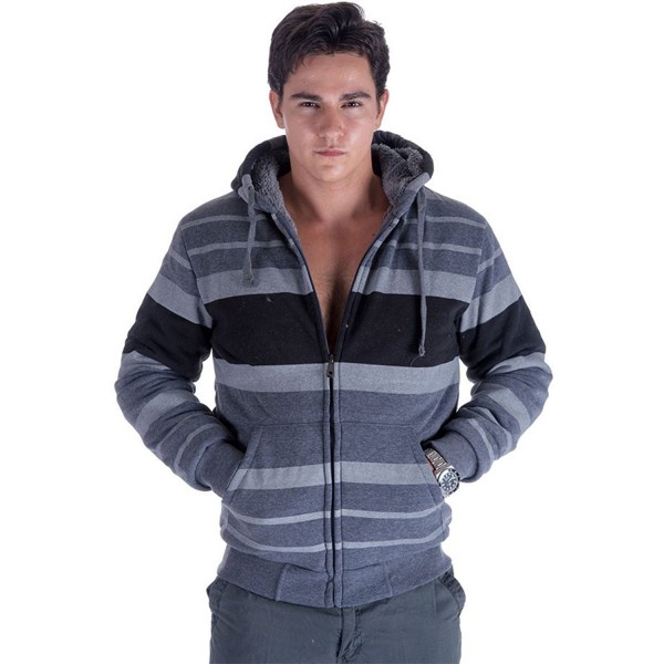Leehanton Stripe Sherpa Lined Sweatshirt X Large