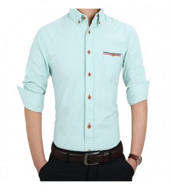 Men's Long Sleeve Button Down Oxford Dress Shirt - Sky Blue - C312N5L7EMY