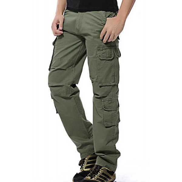 Men's Loose Cotton Multi Pockets Military Cargo Pant Relaxed-Fit ...