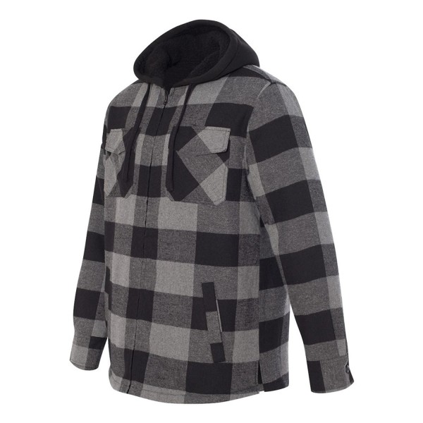 Quilted Flannel Full-Zip Hooded Jacket - 8620 - Black/ Grey - CV186MWZ690