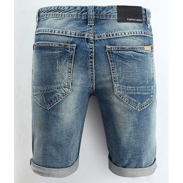 Men's Ripped Denim Shorts Distressed Jeans Light Washed - C1185I3UEL9