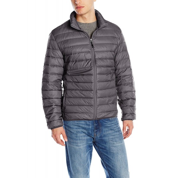 Mens Hooded Puffer Down Jacket Insulated Windproof Winter Coat - Grey ...