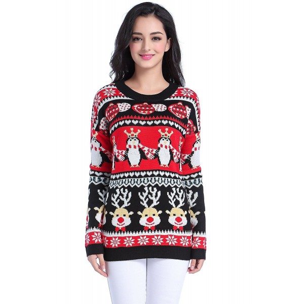 Ugly Christmas Sweater- Women Girl Long Vintage Knit Xmas Warm Pulli ...
